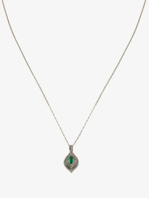 LB Exclusive 14kt Weißgoldhalskette mit Diamant und Smaragd