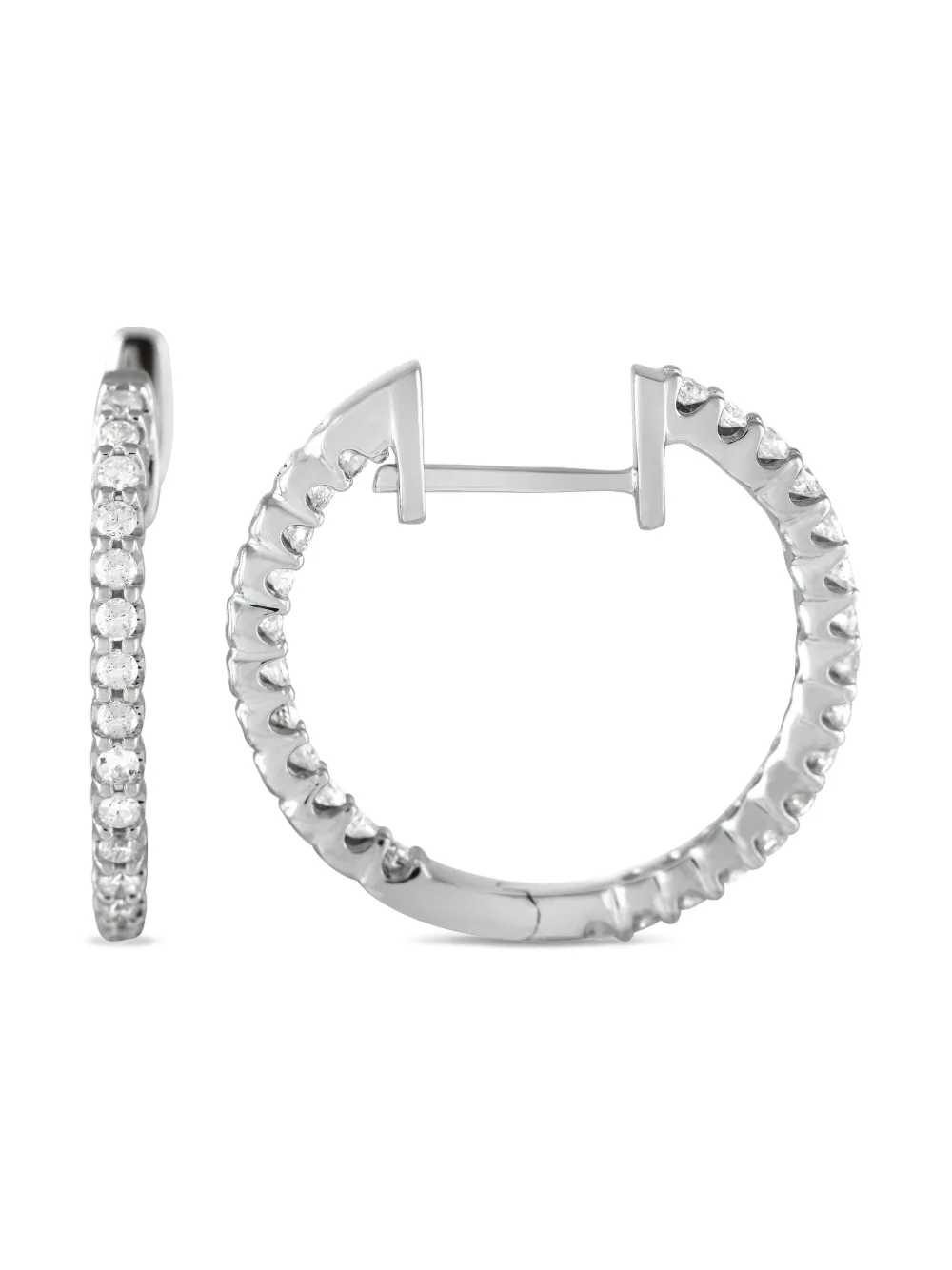 LB Exclusive 14K white gold Inside-Out diamond hoop earrings | Image 2
