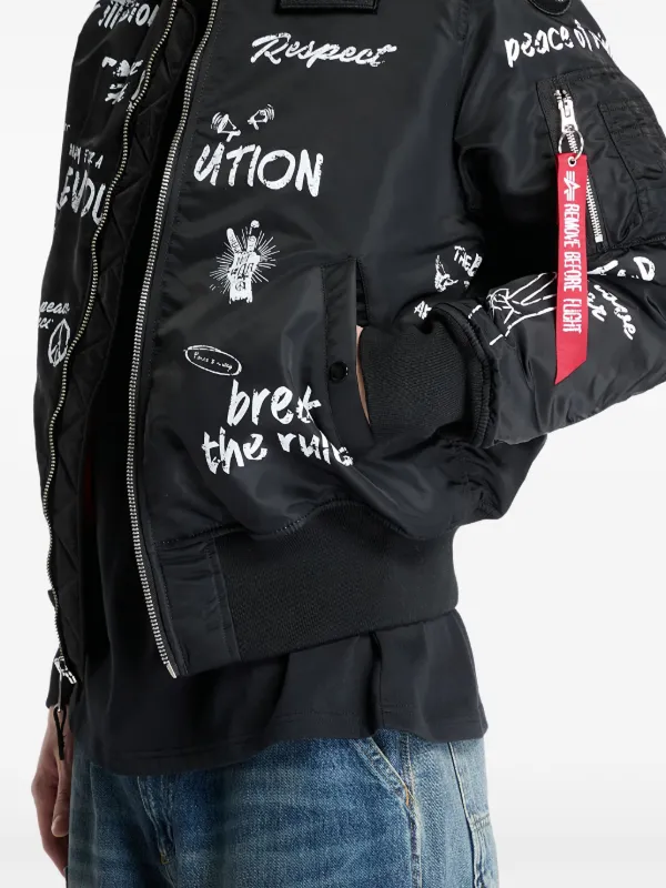 Alpha Industries Bomber MA-1 Peace Nero FARFETCH IT