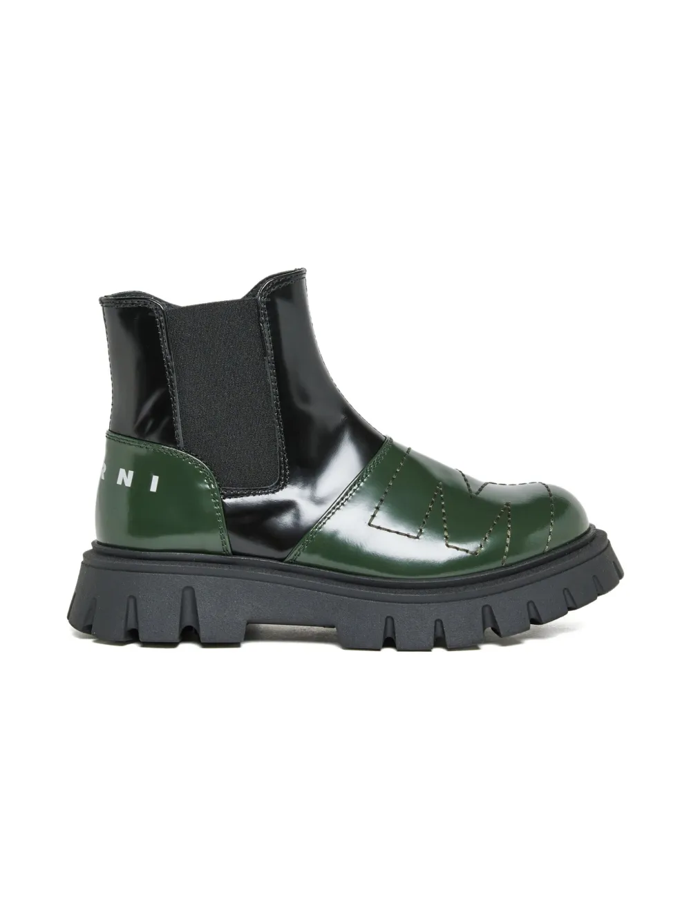 Marni Kids panelled leather boots | Green | Image 1