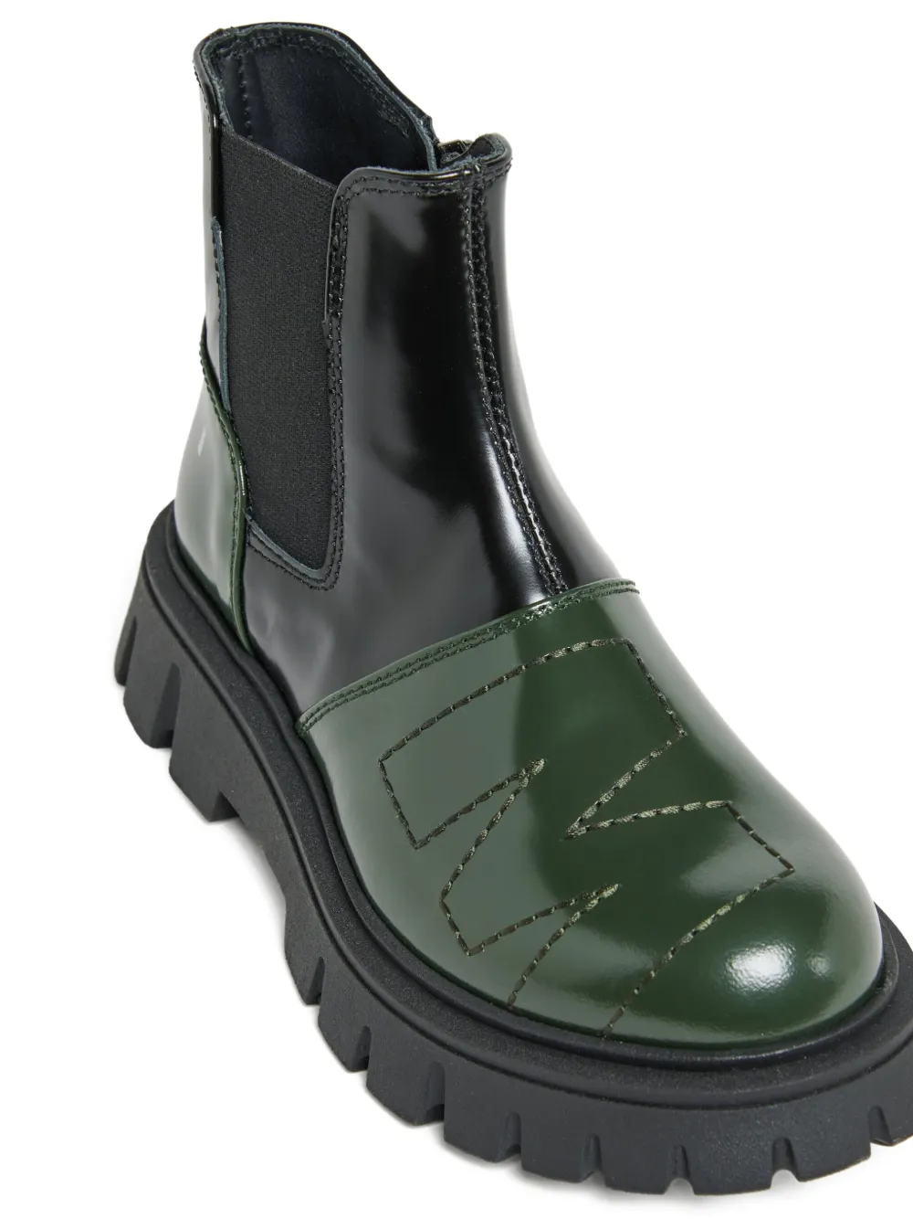 Marni Kids panelled leather boots Green
