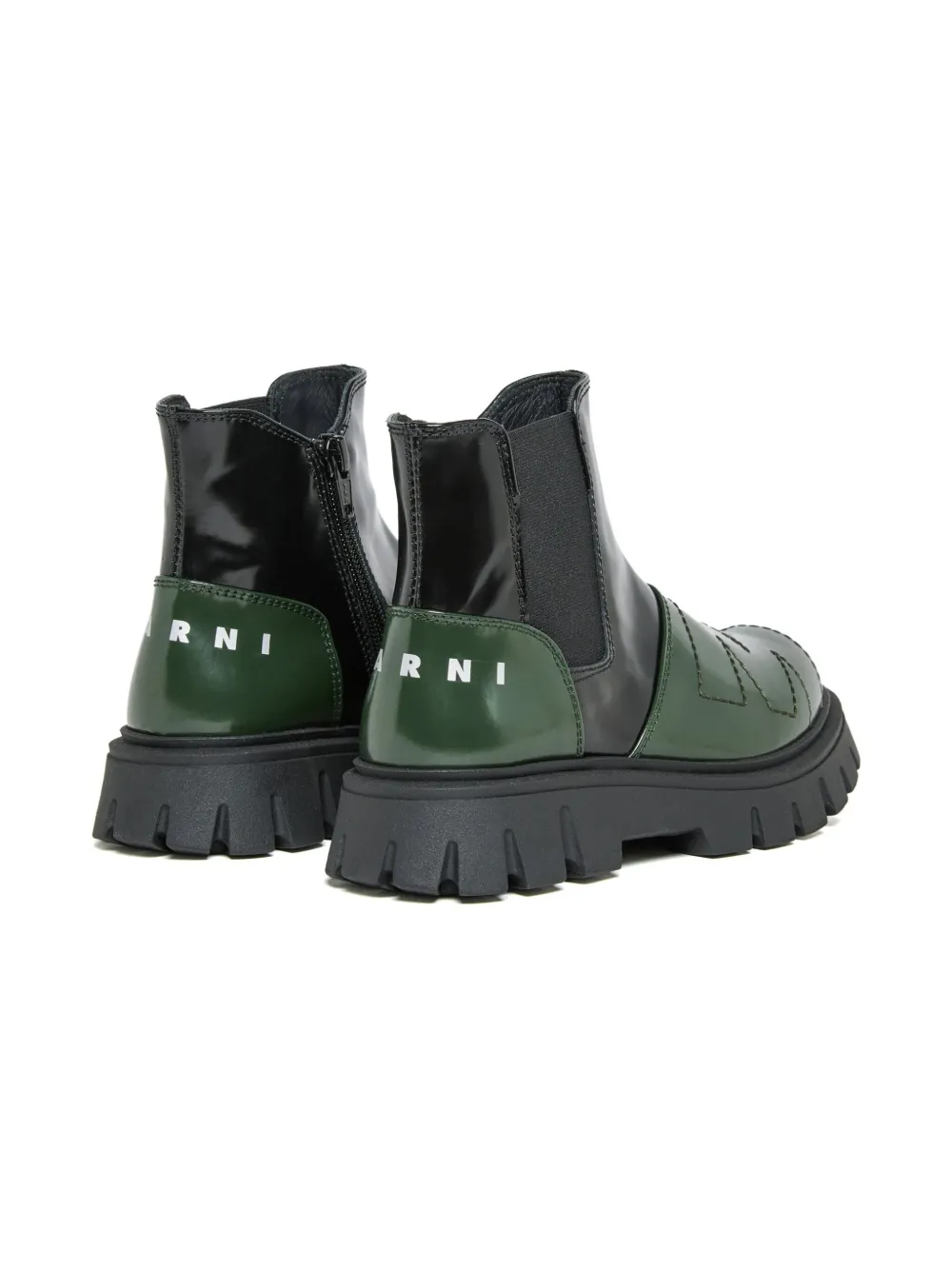 Marni Kids panelled leather boots Green