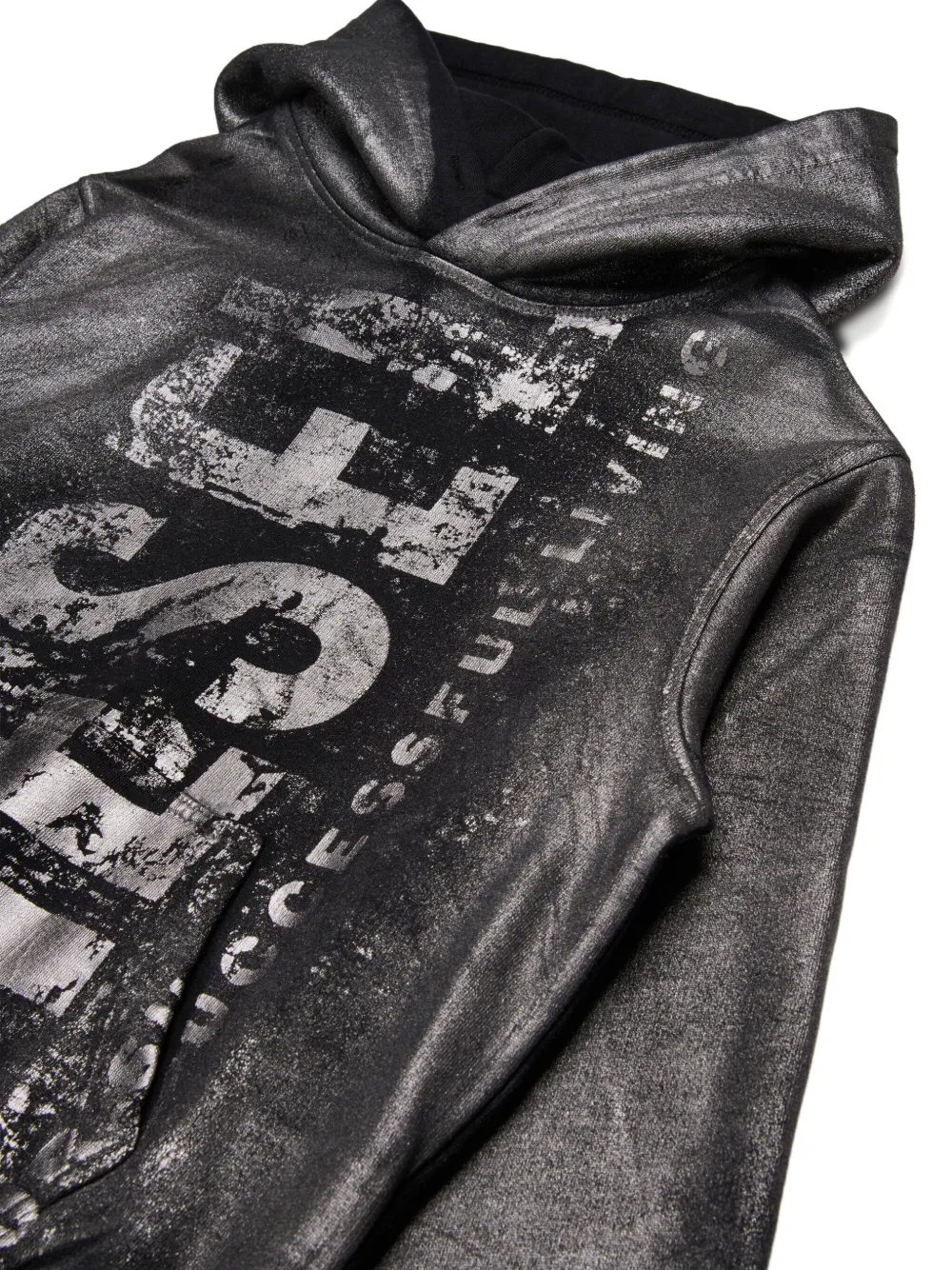 Diesel Kids metallic-logo hoodie Zwart