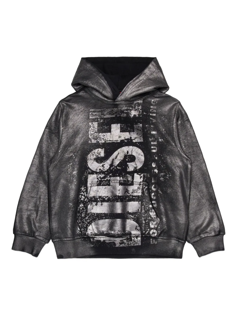 Diesel Kids metallic-logo hoodie Zwart