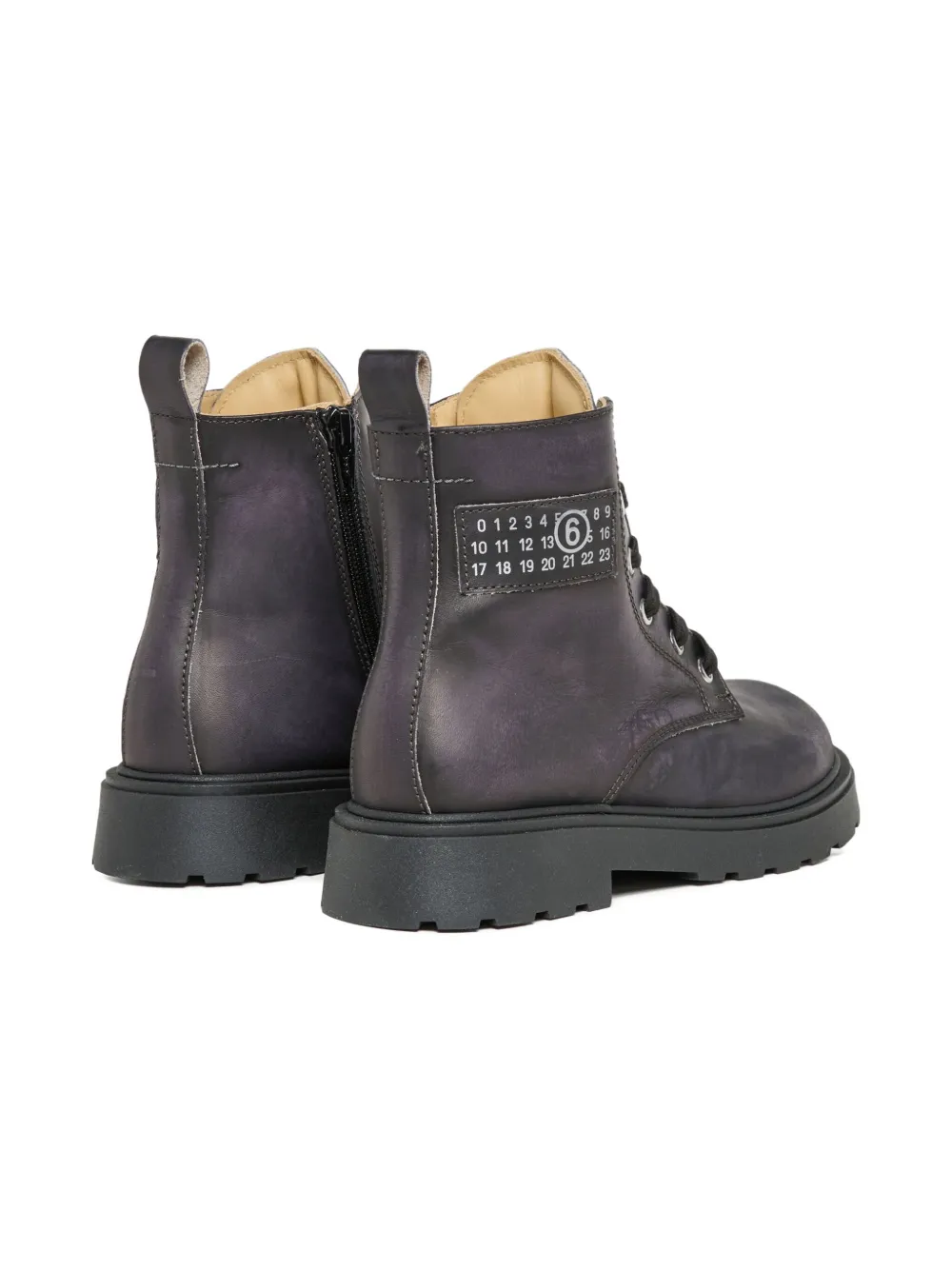 MM6 Maison Margiela Kids lace-up leather ankle-boots Purple
