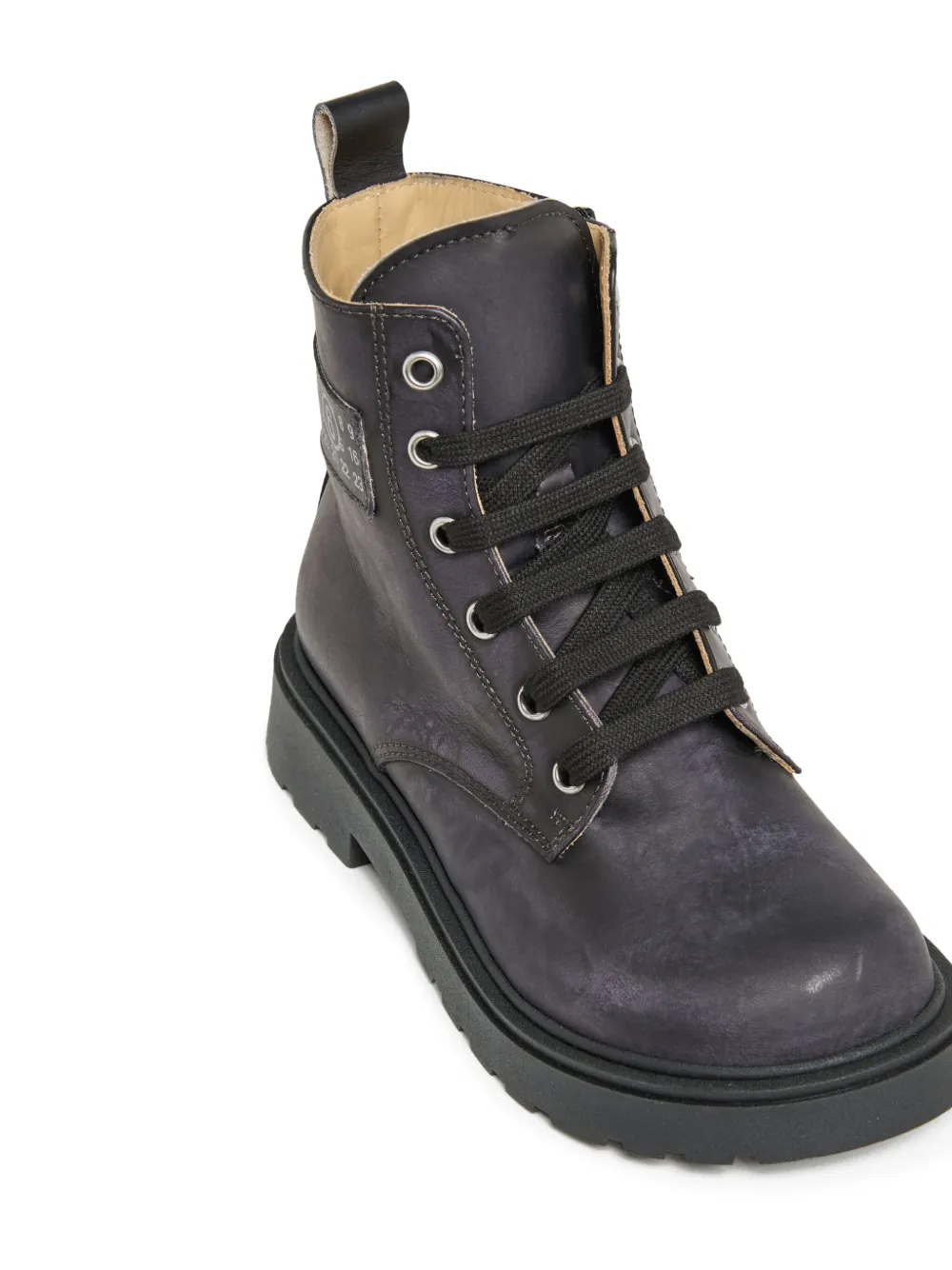 MM6 Maison Margiela Kids lace-up leather ankle-boots Purple