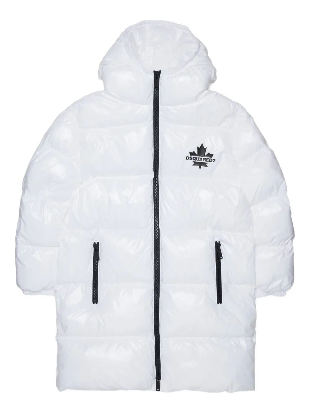 DSQUARED2 KIDS hooded shiny puffer jacket - Nero