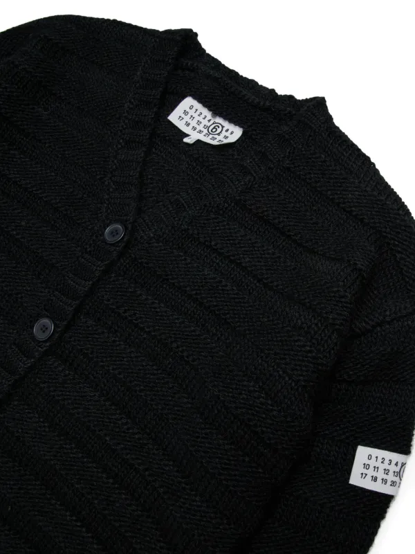 MM6 Maison Margiela Kids logo-patch Cardigan | Black | FARFETCH