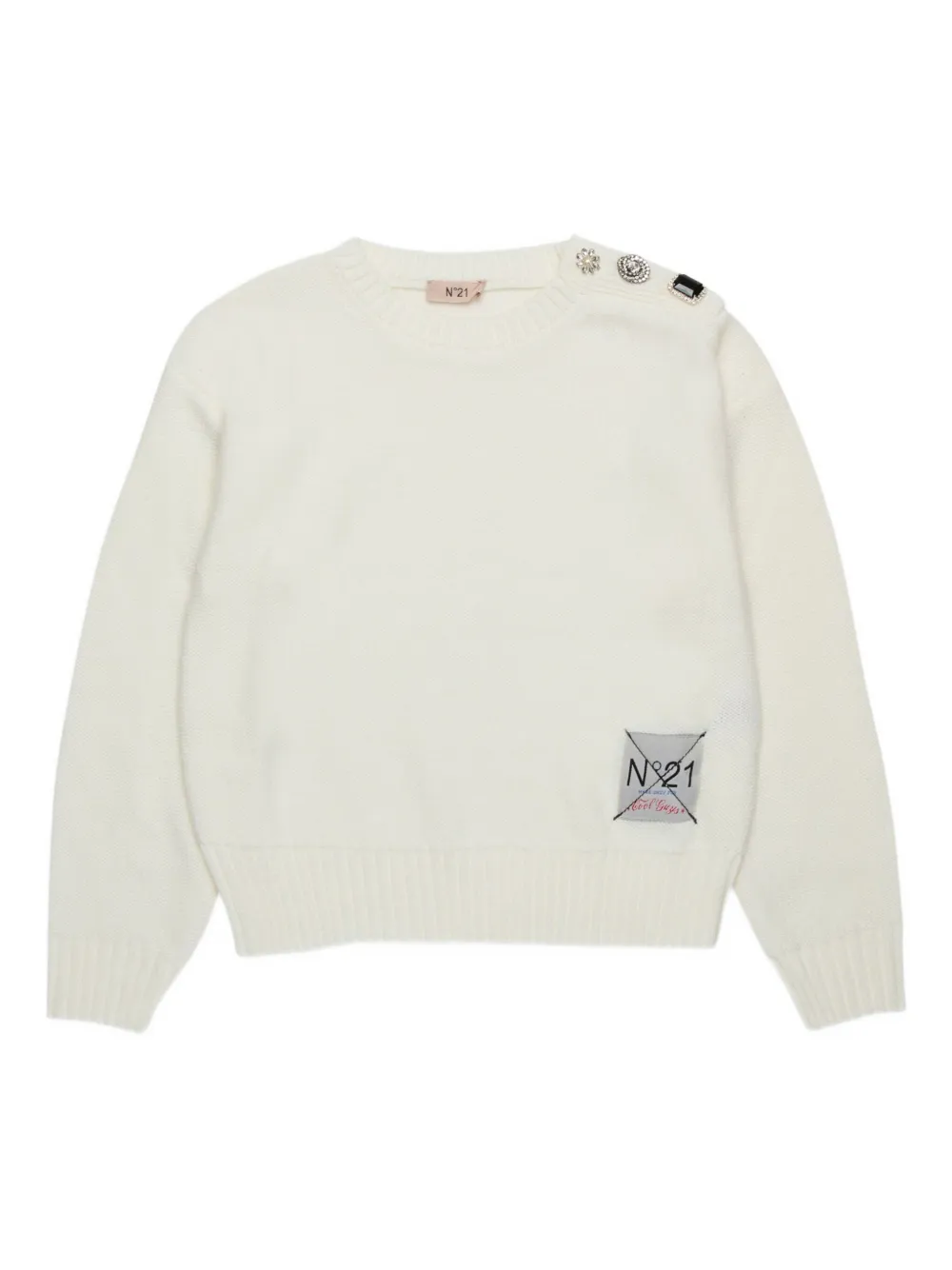 N°21 Decorative-button Jumper In White