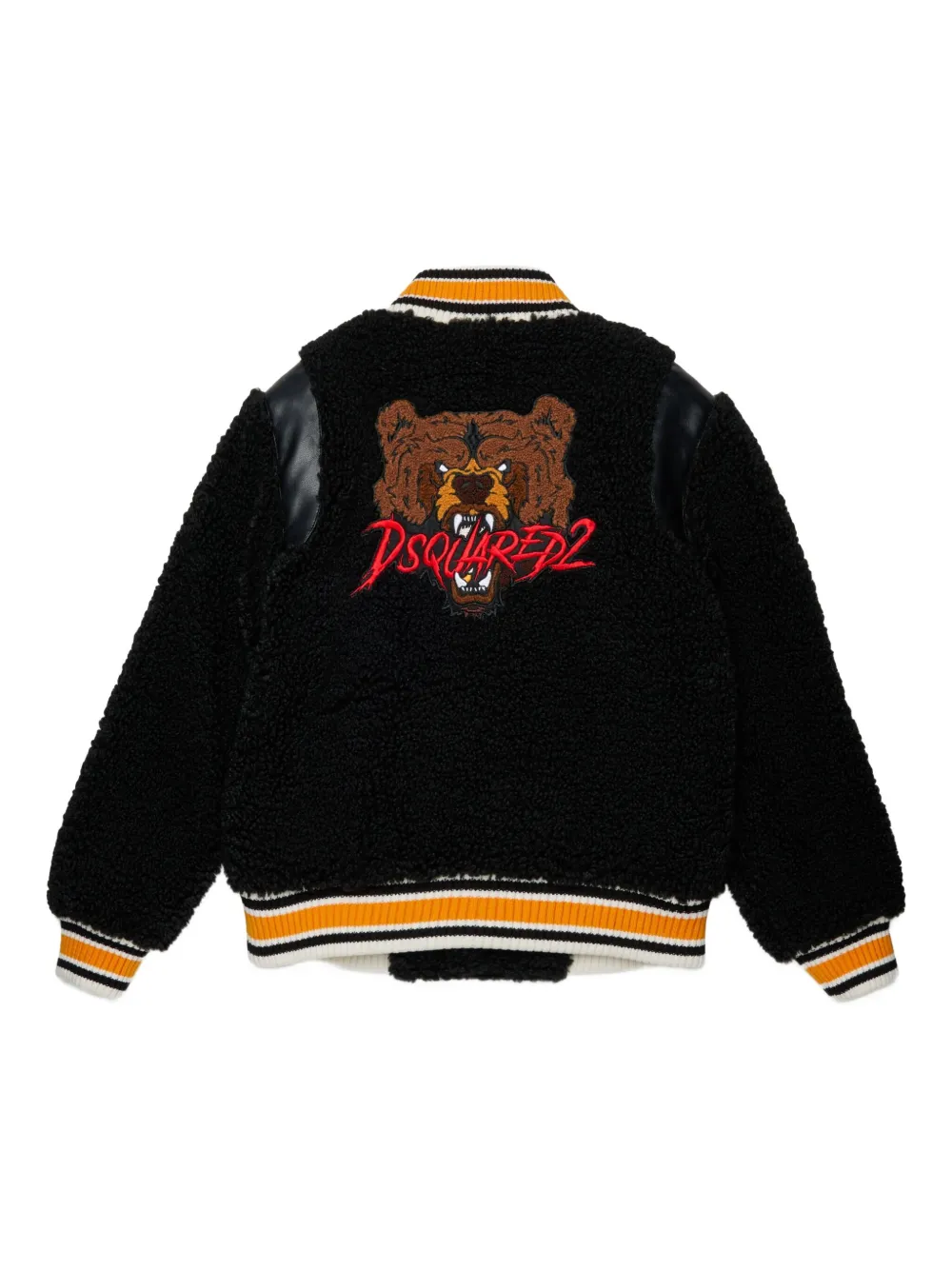 DSQUARED2 KIDS bear-embroidered jacket Zwart