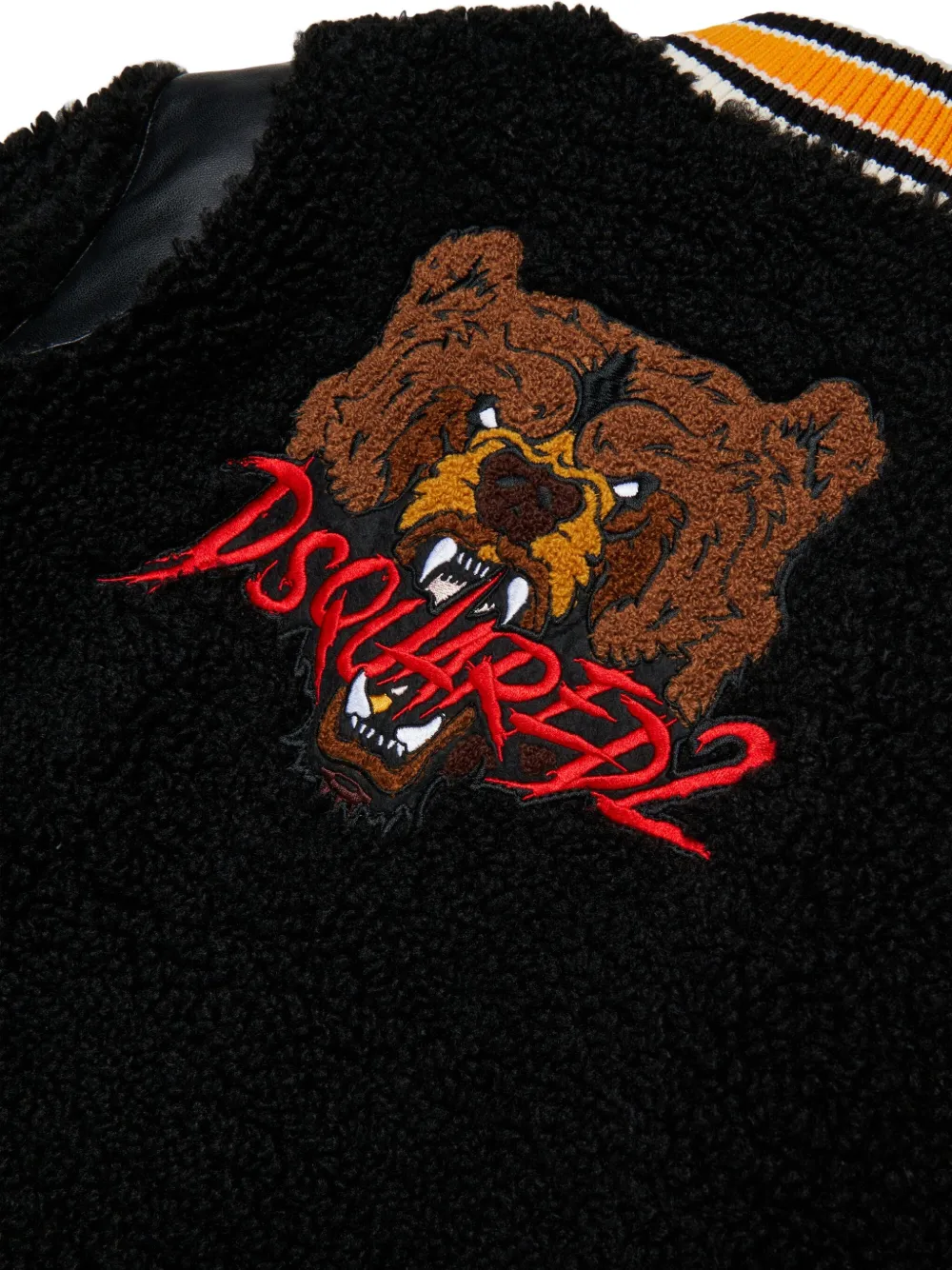 DSQUARED2 KIDS bear-embroidered jacket Zwart