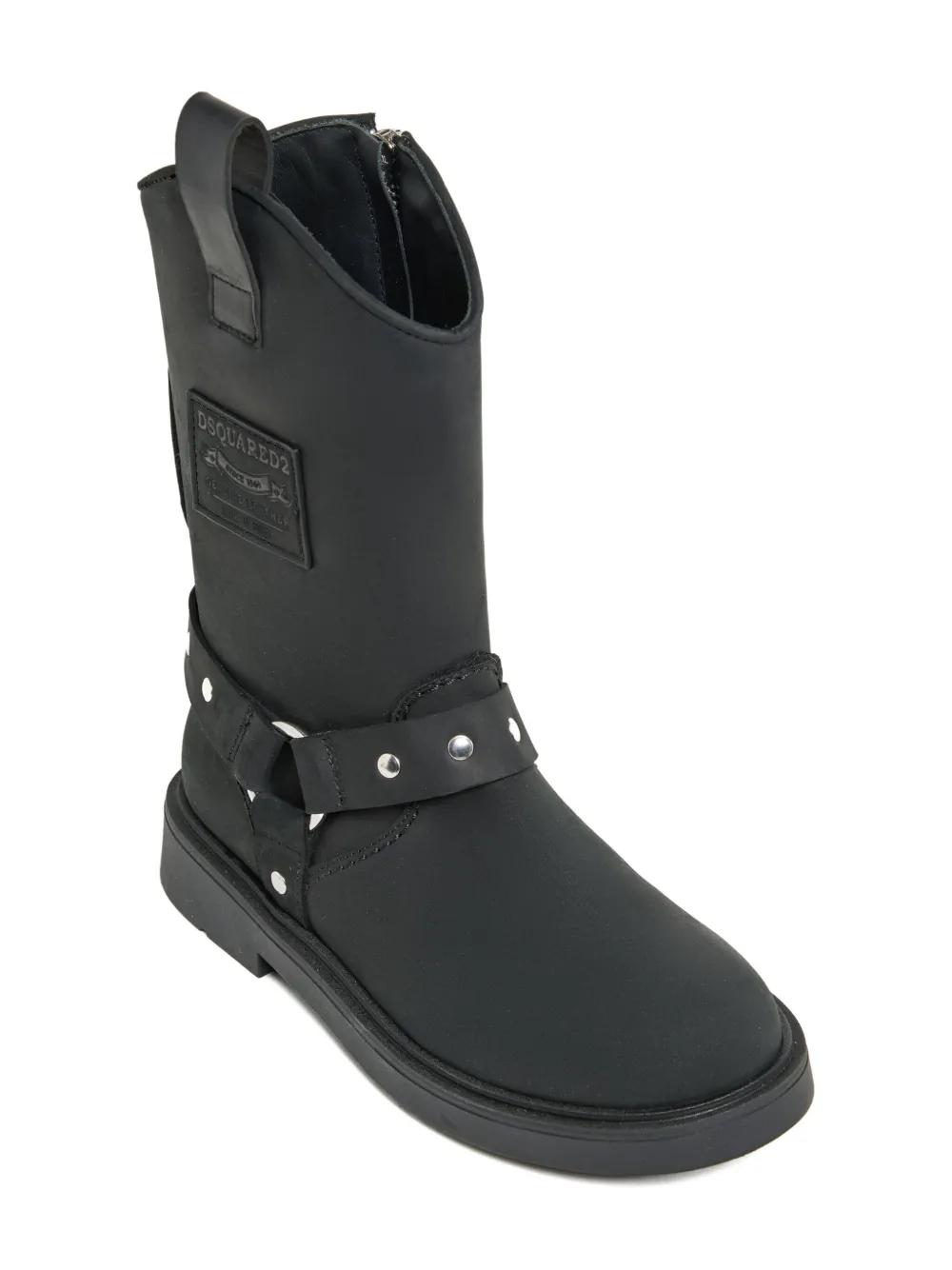 DSQUARED2 KIDS zip-detail leather buckle boots Black
