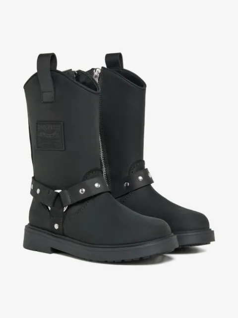 DSQUARED2 KIDS zip-detail leather buckle boots