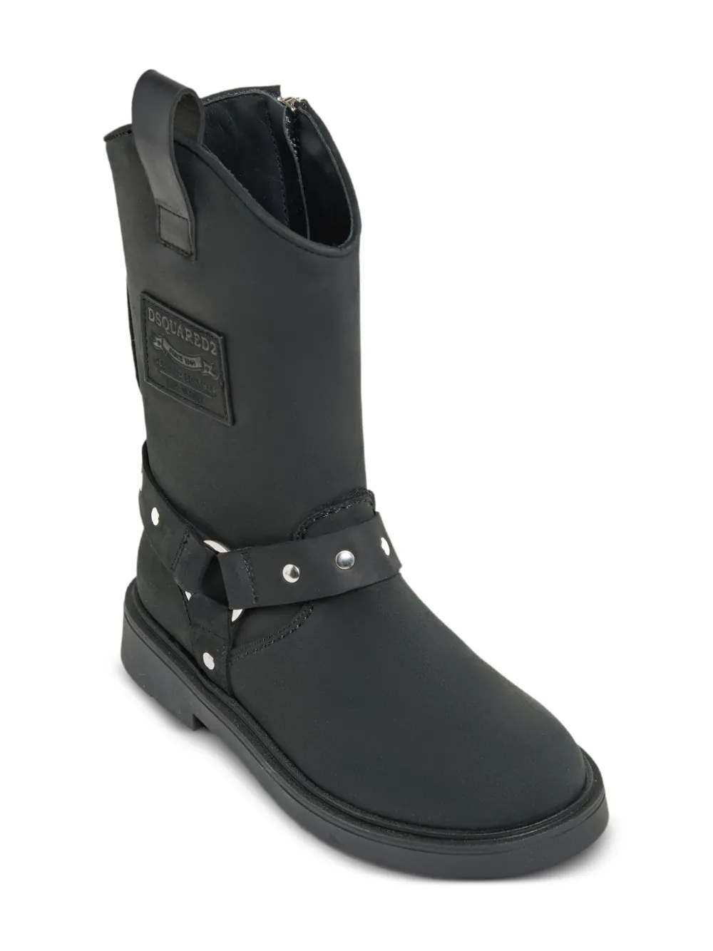 DSQUARED2 KIDS zip-detail leather buckle boots Black