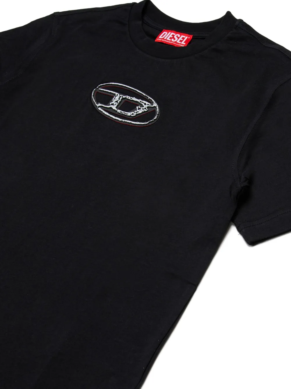Diesel Kids Treden Over Oval D logo-embellishT-shirt Zwart