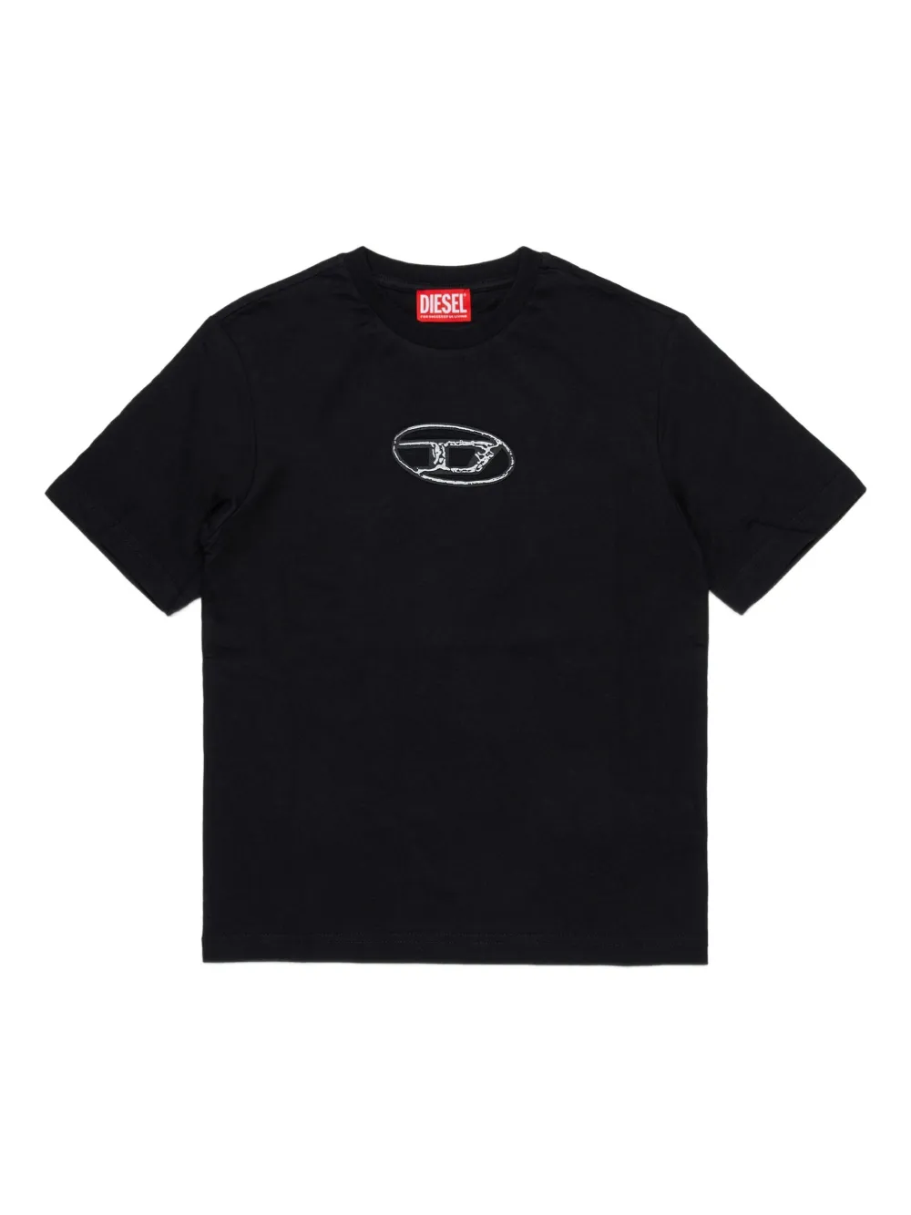 Diesel Kids Treden Over Oval D logo-embellishT-shirt Zwart