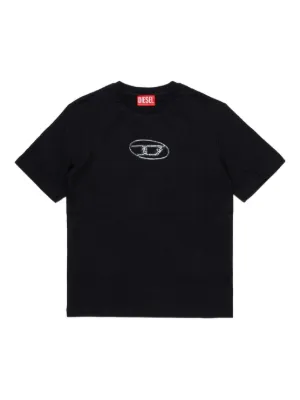 Diesel Kids Tbonnie Over Oval D logo-print T-shirt | Black | FARFETCH