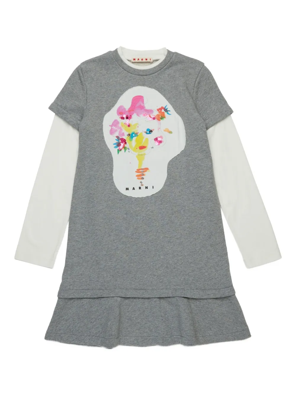 Marni Kids graphic-print dress - グレー Marni Kids graphic-print dress - グレー
