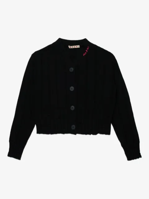 Marni Kids logo-embroidered cardigan