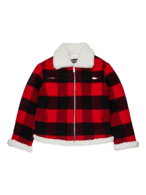 DSQUARED2 KIDS Checked faux-shearling Jacket | Red | FARFETCH UK