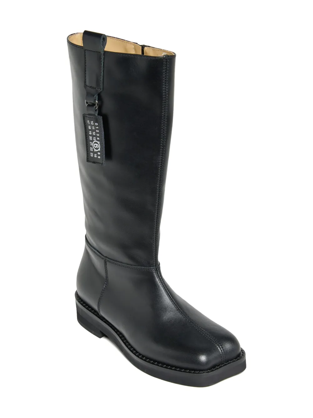 MM6 Maison Margiela Kids square-toe calfskin boots Black