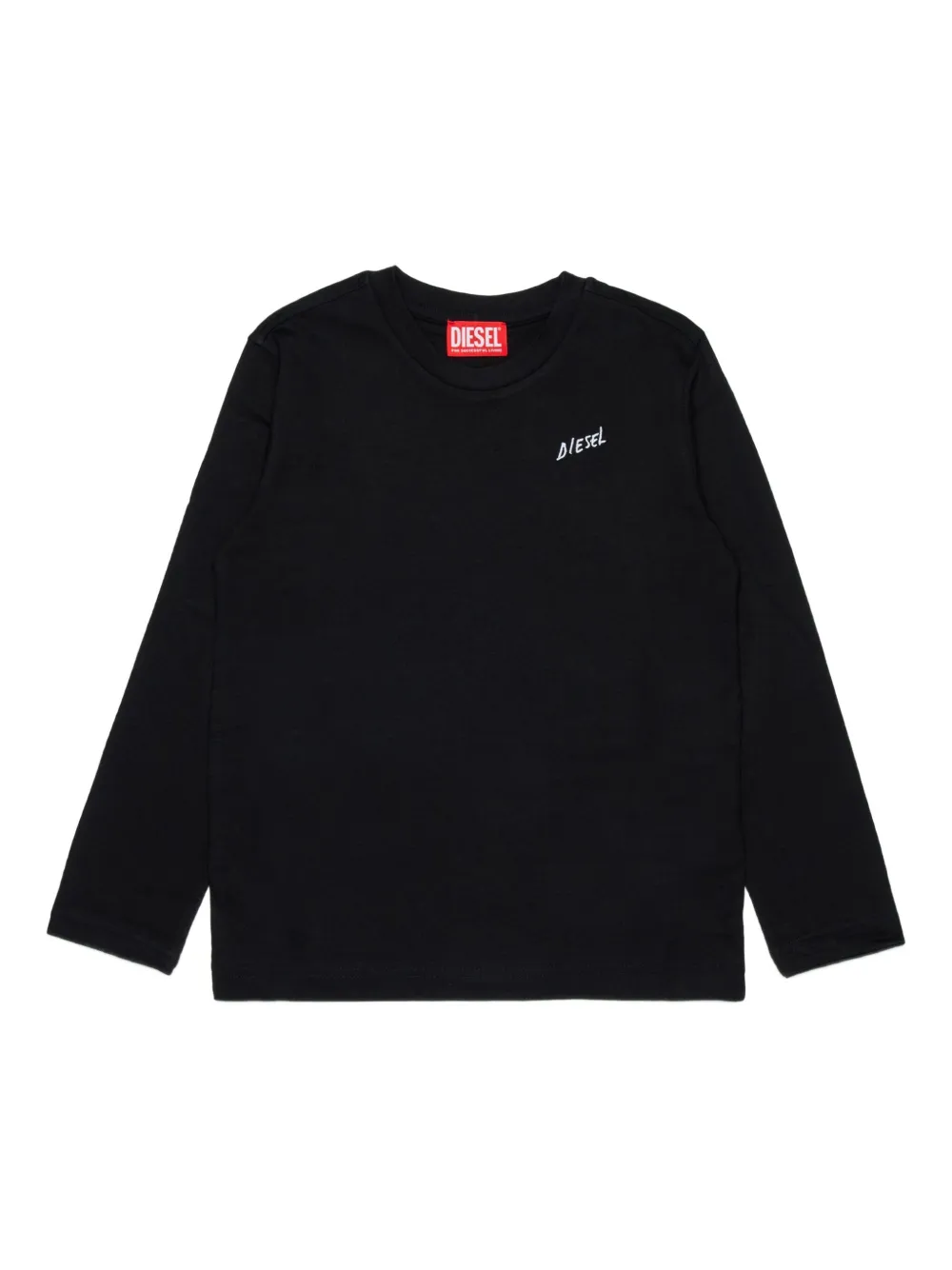 Diesel Kids logo-embroidered long-sleeve T-shirt Zwart