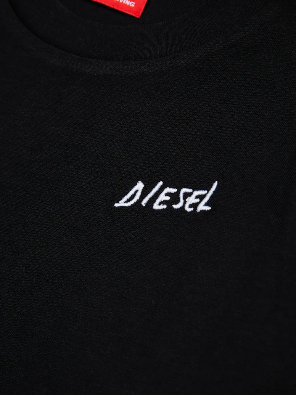 Diesel Kids logo-embroidered long-sleeve T-shirt Zwart