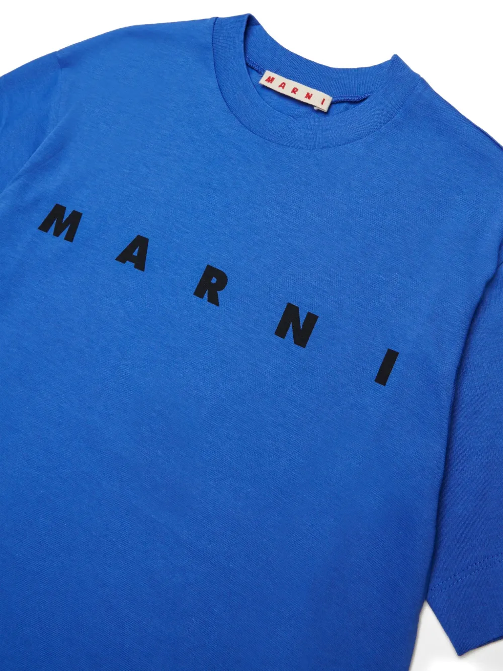 Marni Kids logo-print cotton T-shirt Blauw