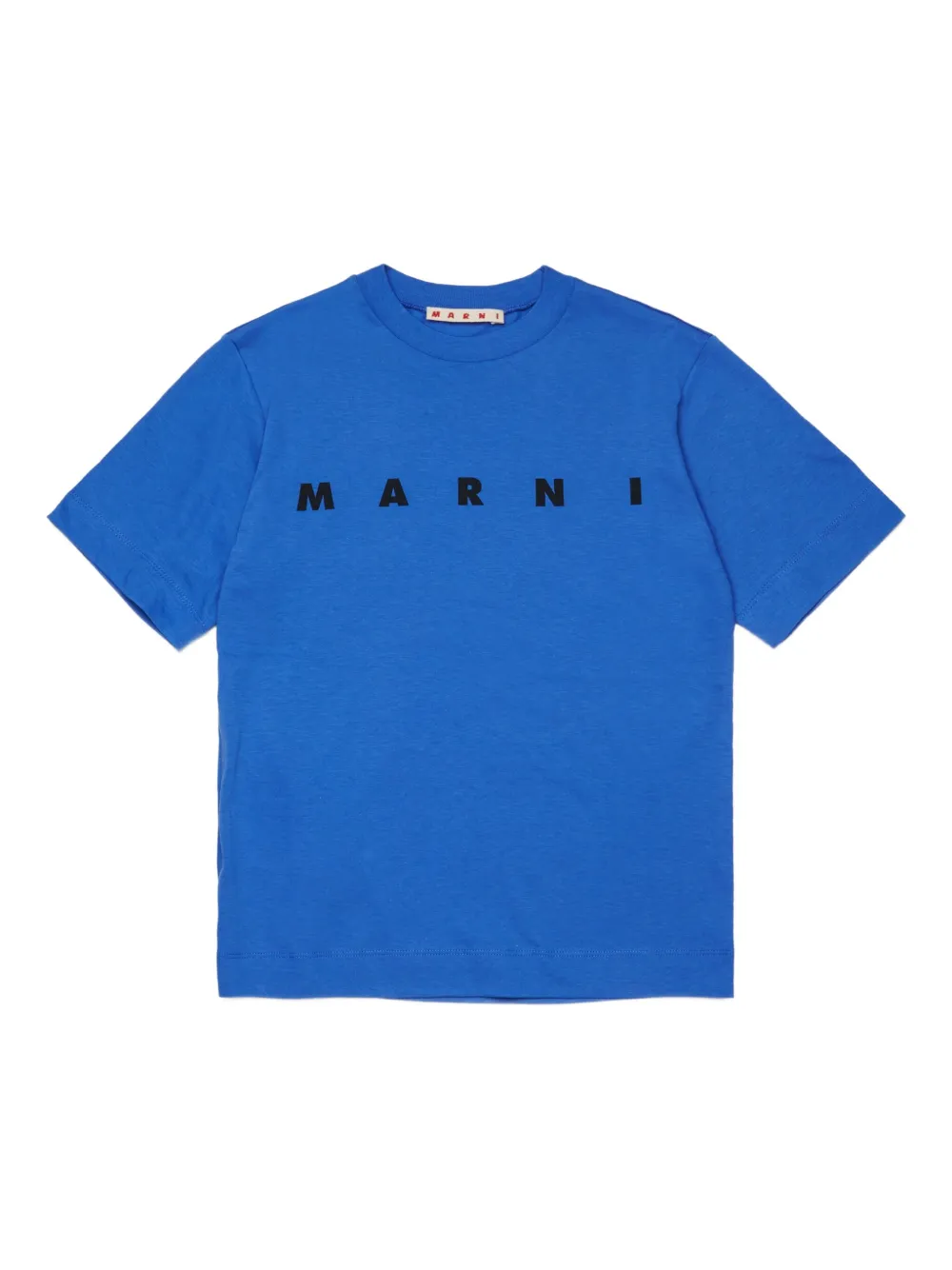 Marni Kids logo-print cotton T-shirt Blauw