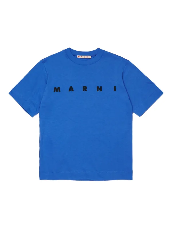 MARNI キッズ ロゴ ネイビー Tシャツ Marni Kids ロゴ Tシャツ | ブルー | FARFETCH JP