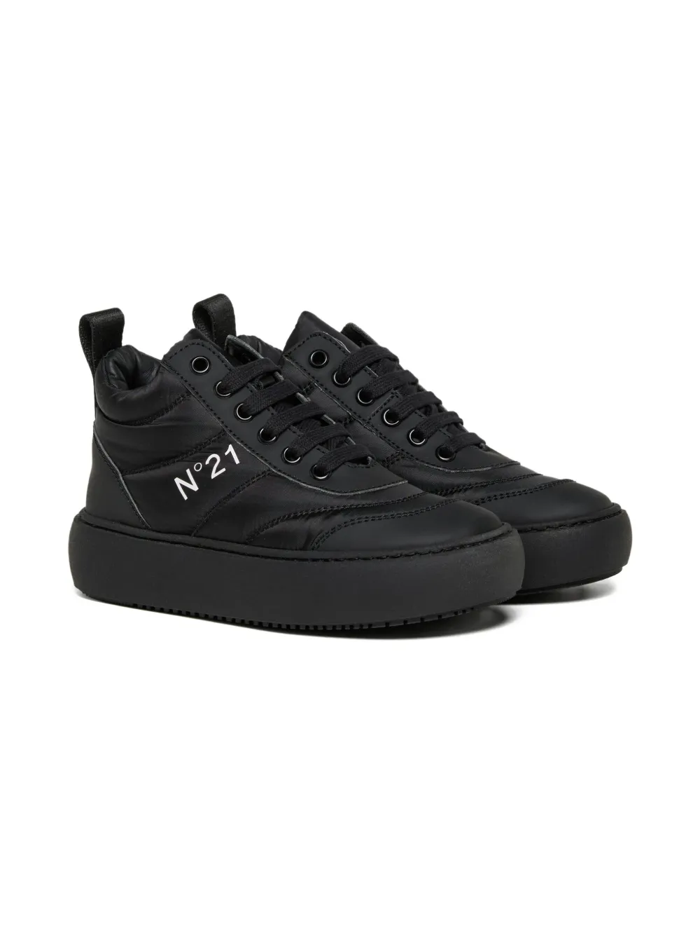 Nº21 Kids logo-print quilted sneakers Black