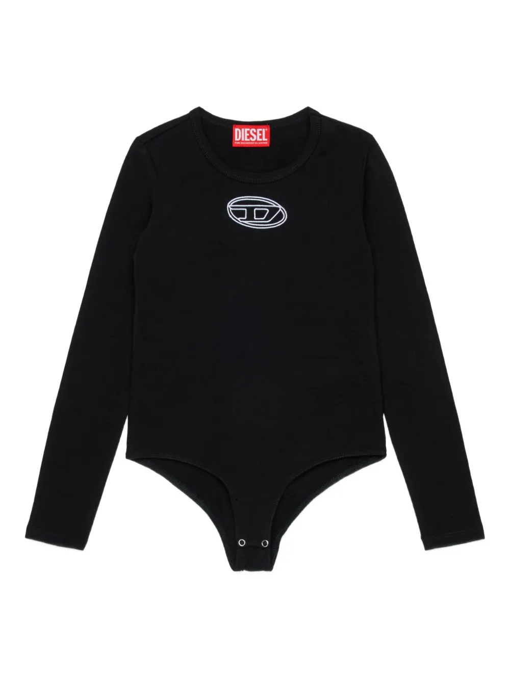 Diesel Kids Balat Oval D logo-embroidered bodysuit Zwart