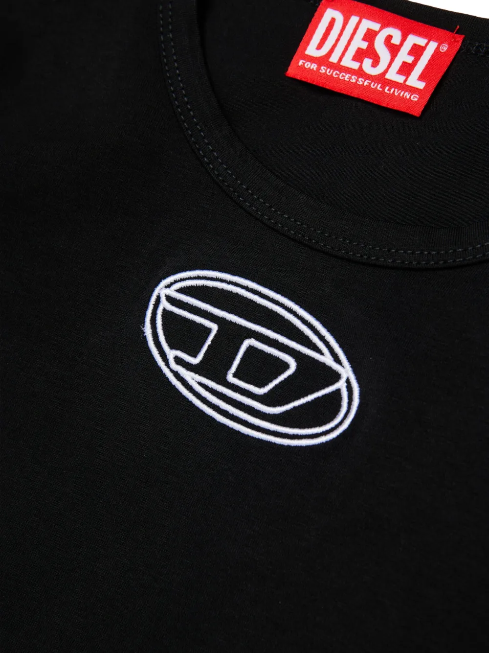 Diesel Kids Balat Oval D logo-embroidered bodysuit Zwart