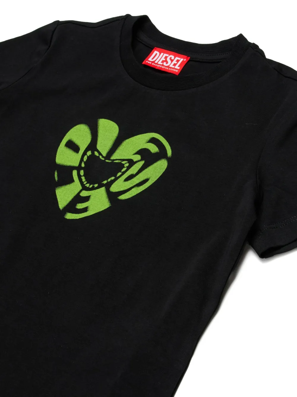 Diesel Kids Tiprid heart-print T-shirt Zwart