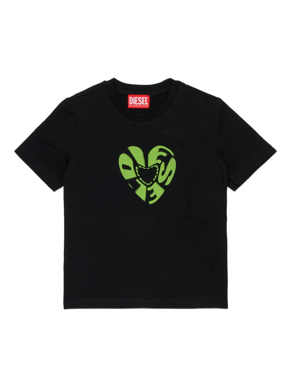 Diesel Kids Tiprid heart-print T-shirt Zwart