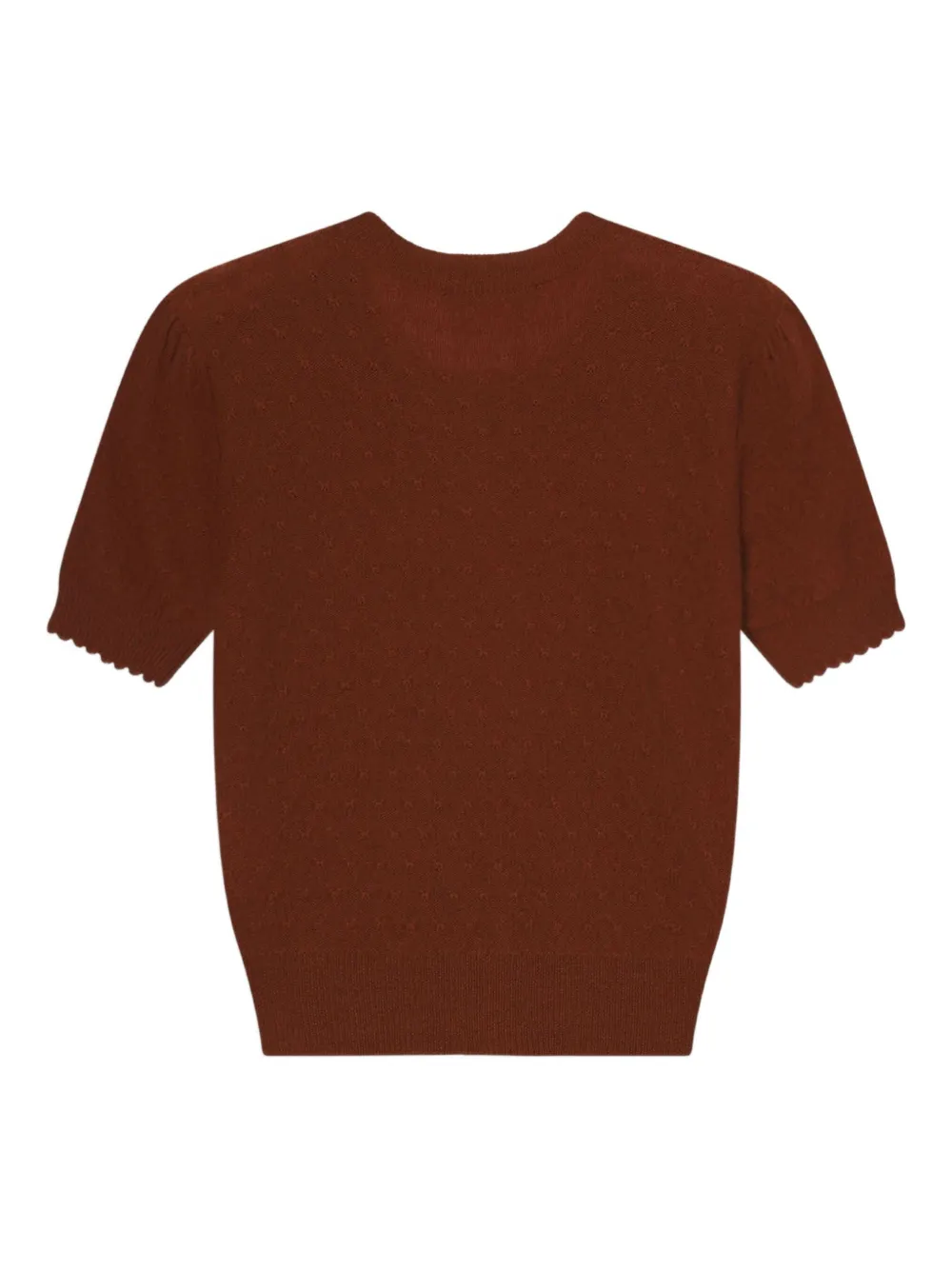 Frame Scallop-trim Knitted Cardigan In Brown