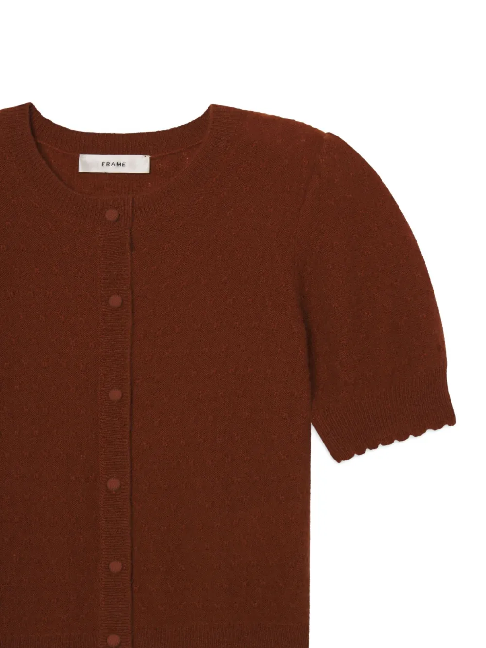 Frame Scallop-trim Knitted Cardigan In Brown