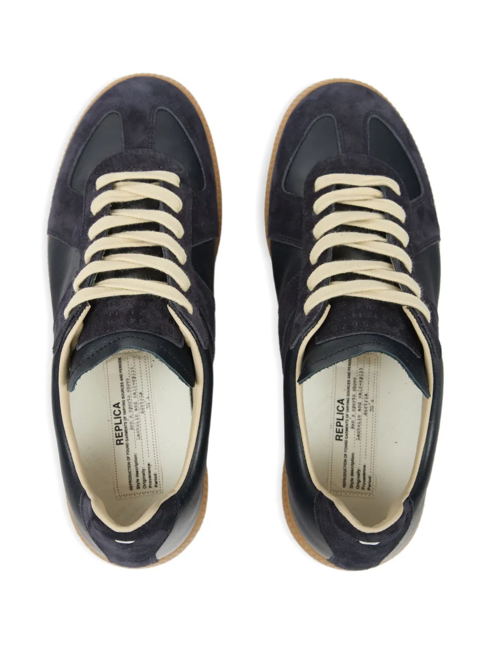Maison Margiela suede and leather lace-up sneakers Black