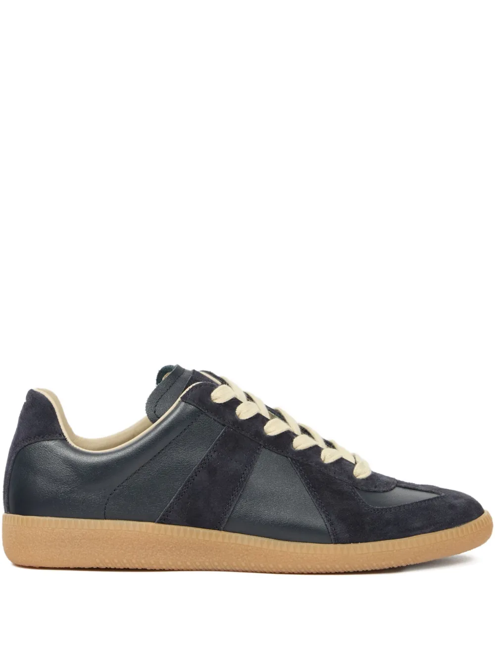 Maison Margiela suede and leather lace-up sneakers Black