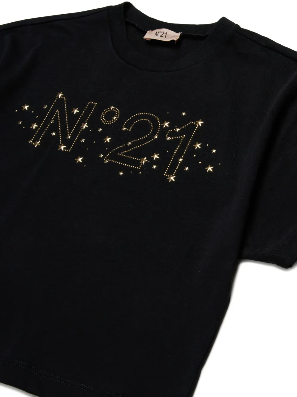 N°21 T-shirt In Jersey Di Cotone Con Logo Hotfix In Black