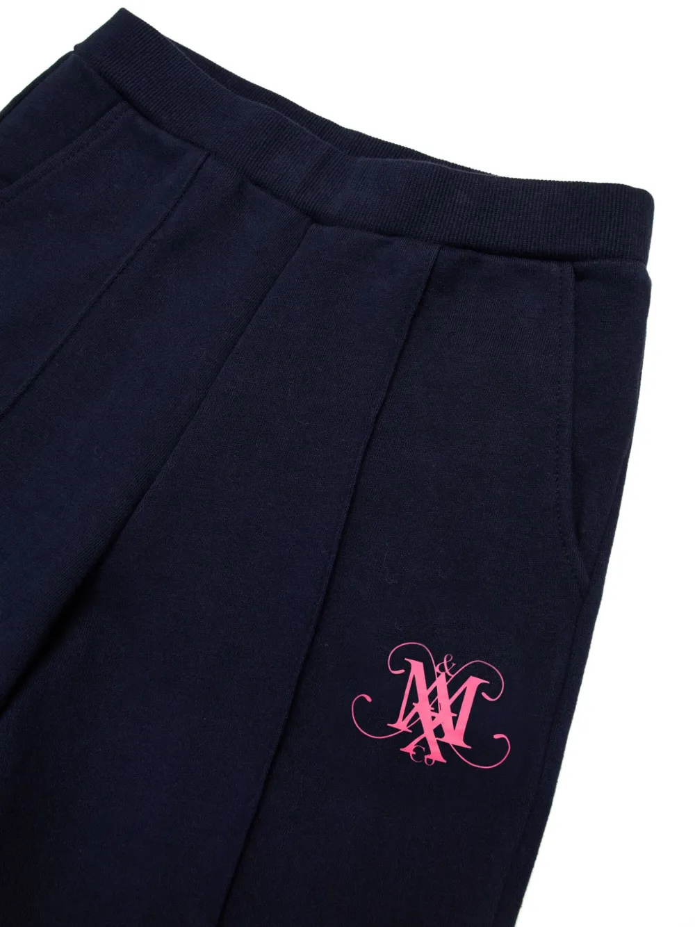 Max & Co Fleece Straight Pants With Ribbing In Blue