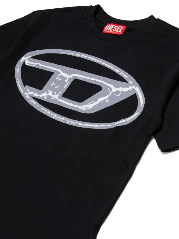 Diesel Kids Tbonnie Over Oval D logo-print T-shirt | Black | FARFETCH
