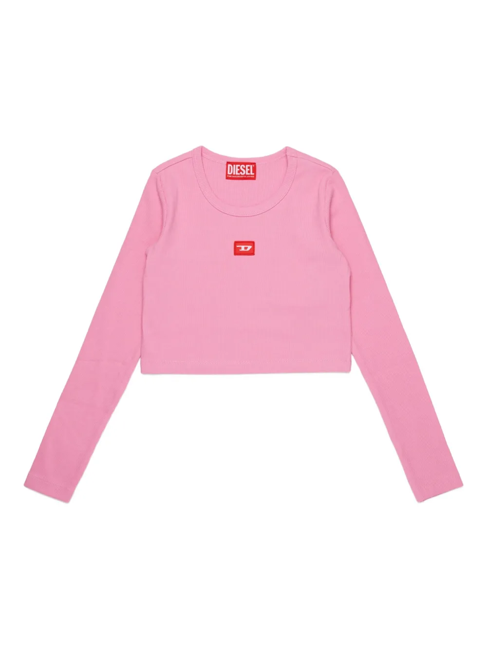 Diesel Kids logo-patch T-shirt Roze