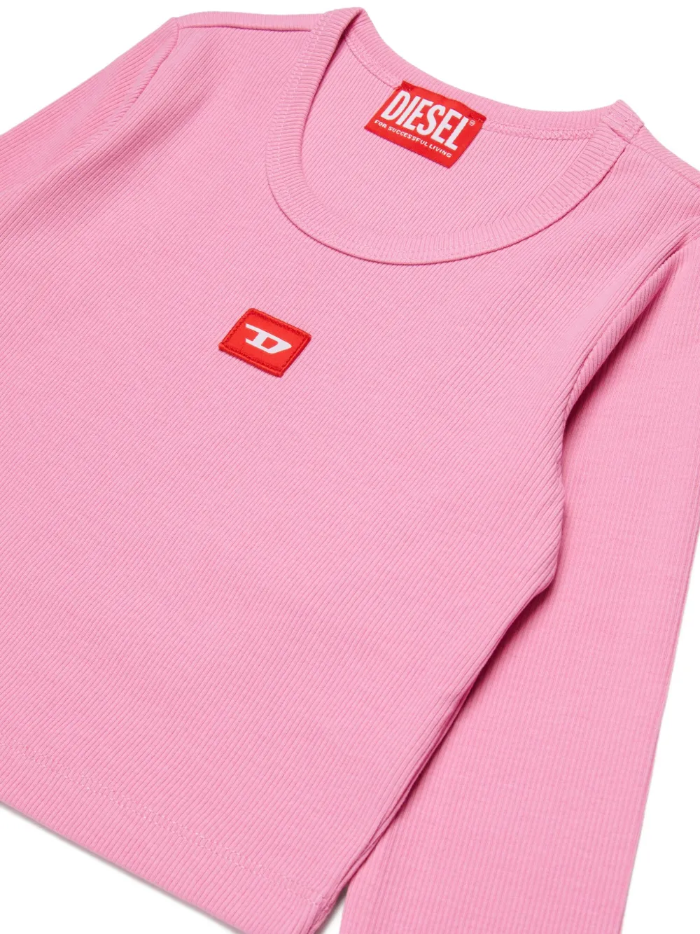 Diesel Kids logo-patch T-shirt Roze
