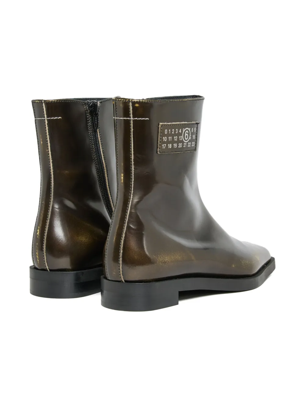 MM6 Maison Margiela Kids metallic-leather ankle-boots Brown