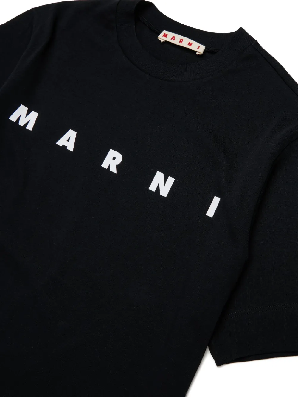 Marni Kids logo-print cotton T-shirt Zwart