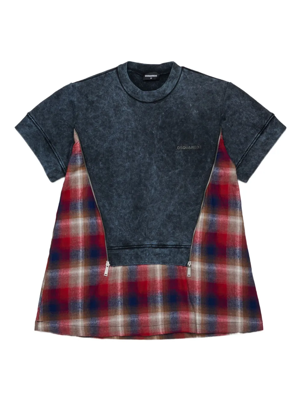 DSQUARED2 KIDS panelled check-pattern dress Grijs