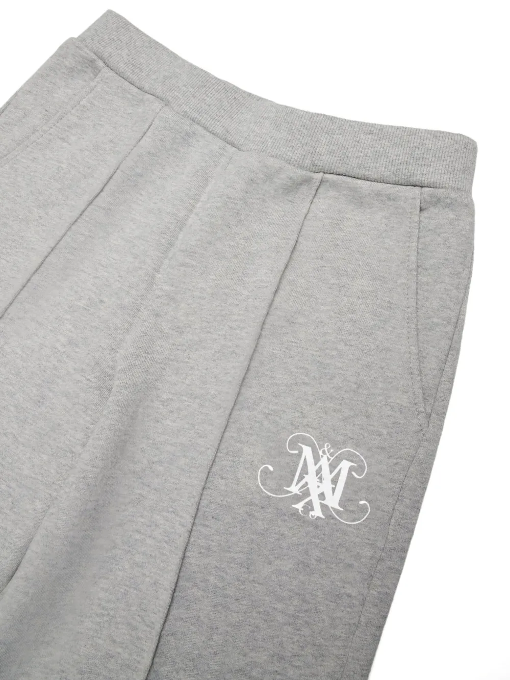 Max & Co Monogrammed Cotton Trousers In Gray
