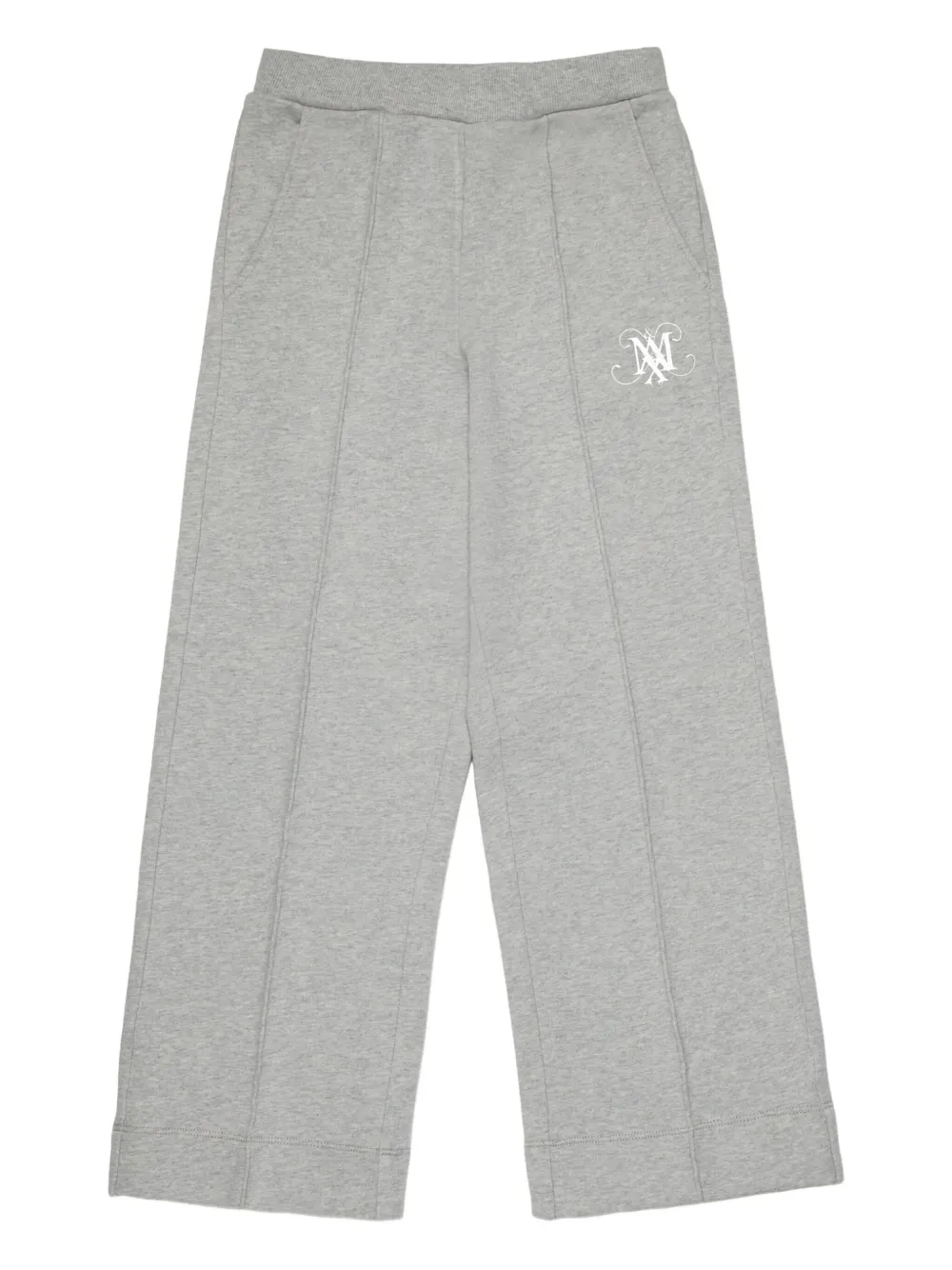 Max & Co Monogrammed Cotton Trousers In Gray