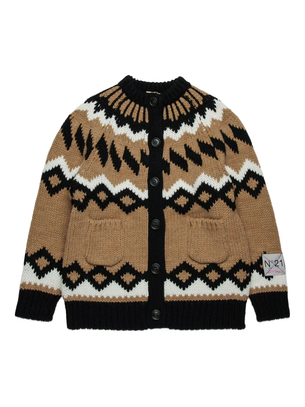 Nº21 Kids patterned cardigan | Brown | Image 1